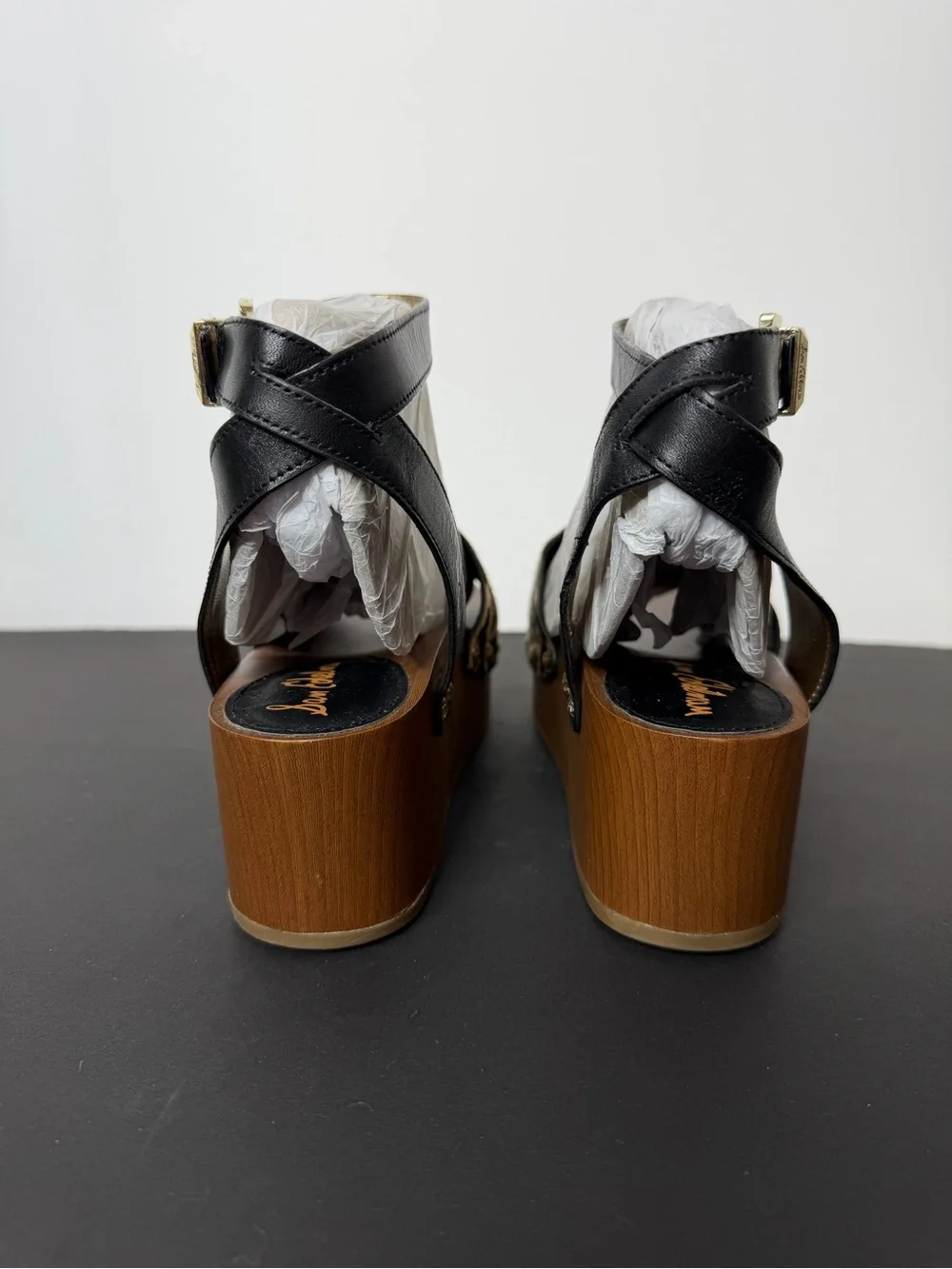 Sam Edelman Leopard Print Wedge Sandals with Black Ankle Strap